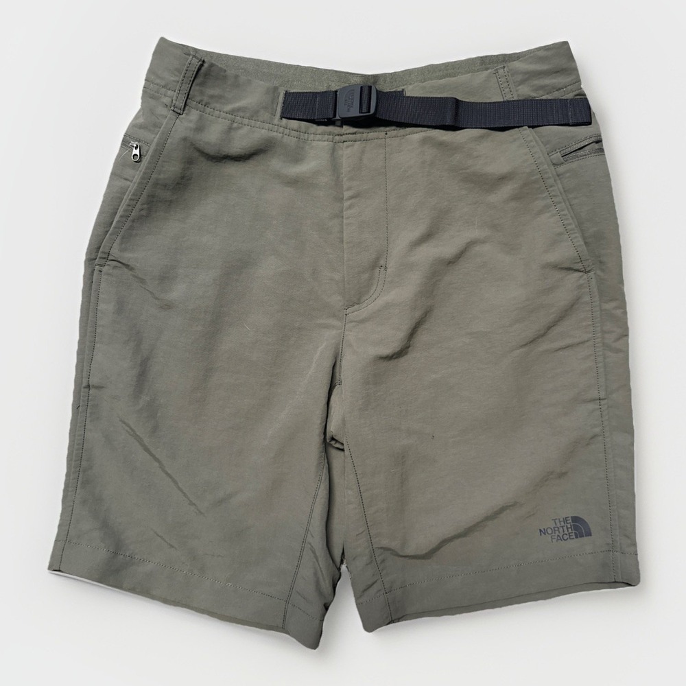 The North Face Class V Shorts Mens 32 Olive Green Belted Lightweight Hiking